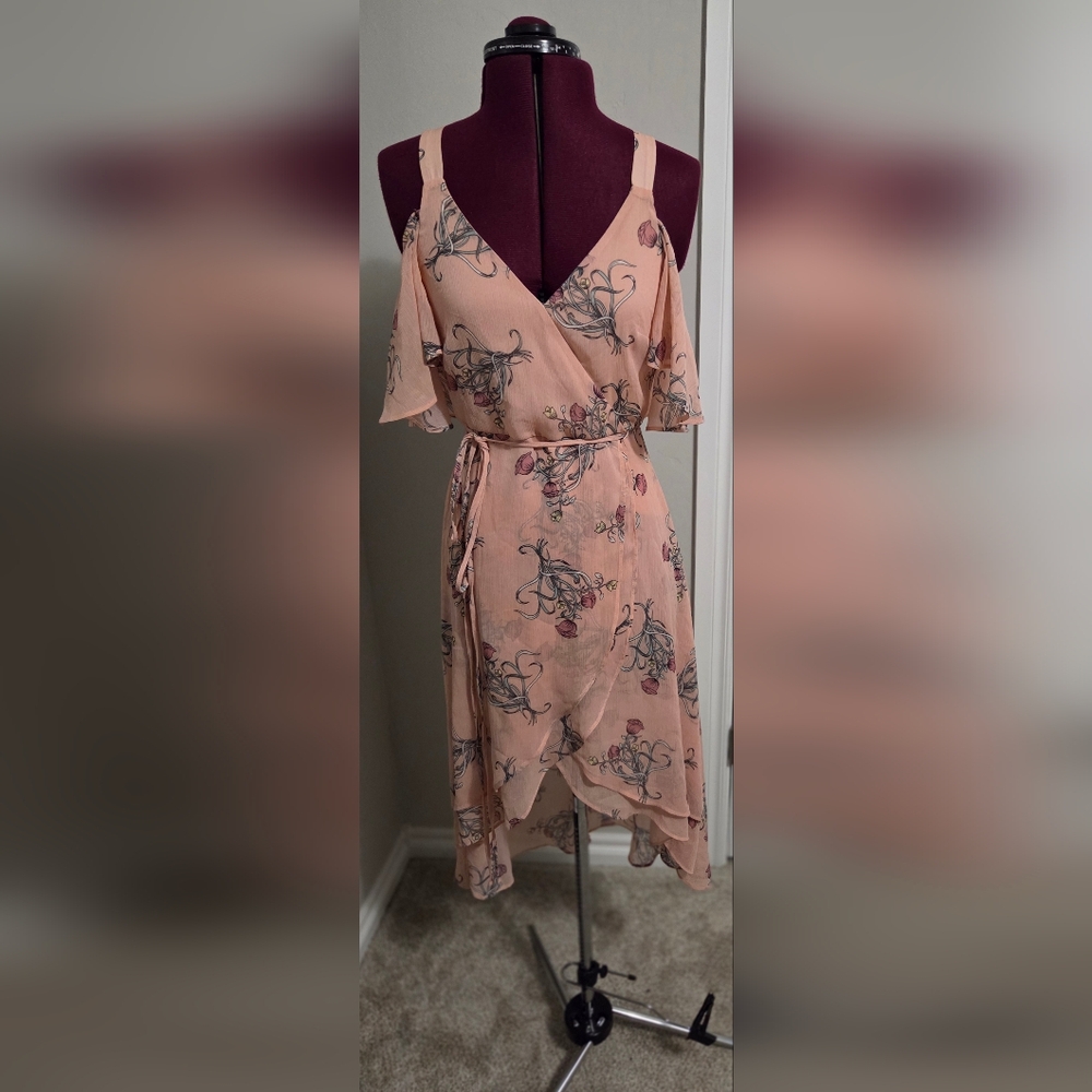 Blush Pink Flutter Sleeve Midi Sundress for Weddings